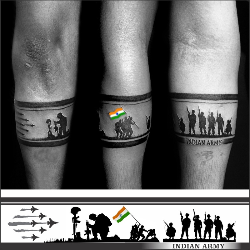 Voorkoms Indian Army Hand Band Temporary Tattoo Indian Army Hand Band Body Tattoo Shopee India