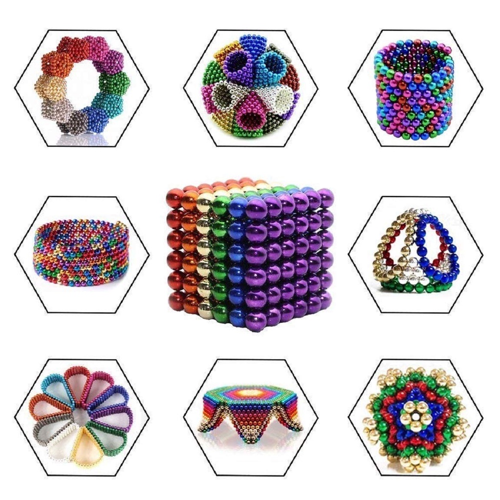 Sky Magnets 3 mm 1010 Pieces Magnetic Balls Cube Multicolor Fidget Gadget Toys Rare Earth Magnets Office Desk Toy Desk Games Magnet Toys Magnetic Beads Stress Relief Toys for Adults Silver 