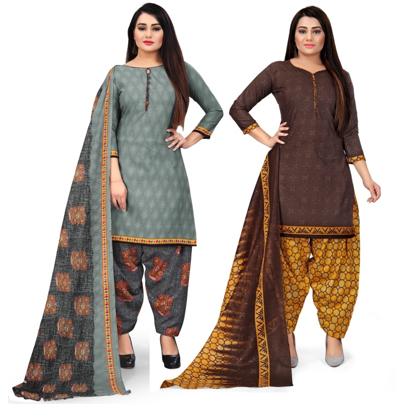 Combo Of 2 Rajnandini Brown And Maroon Crepe Printed Dress Material Combo Of 2 Rajnandini Brown And Maroon Crepe Printed Dress Material