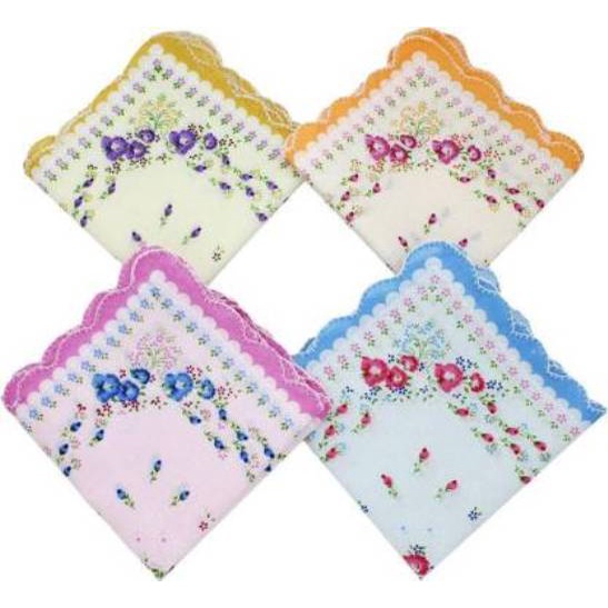 S4S 100% Cotton Women's Floral Handkerchiefs/Hankies for Women