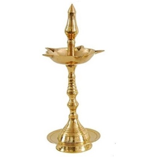 2 Pcs, Golden CraftVatika Set of 2 Brass Lotus Shape Kamal Diya Oil Lamp Stand for Home Temple Akhand Puja Engraved Design Dia for Home Office Festival Puja Gifts Decor