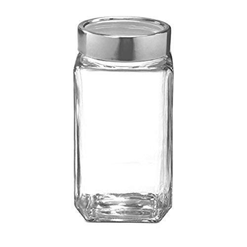 Cube Set Of 2 1000 Ml Square Shape Classic Glass Jar And Grocery Container With Airtight Silver Lid Shopee India