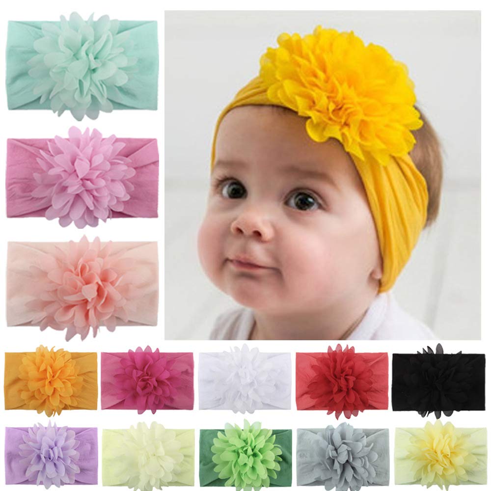 3Pcs Baby Girls Headband Infant Toddler Flower Bow Elastic Hair Band Headwear