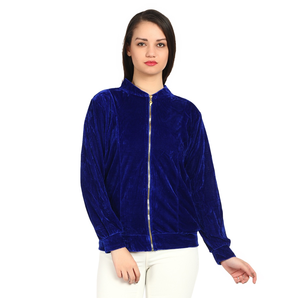 women's royal blue velvet jacket