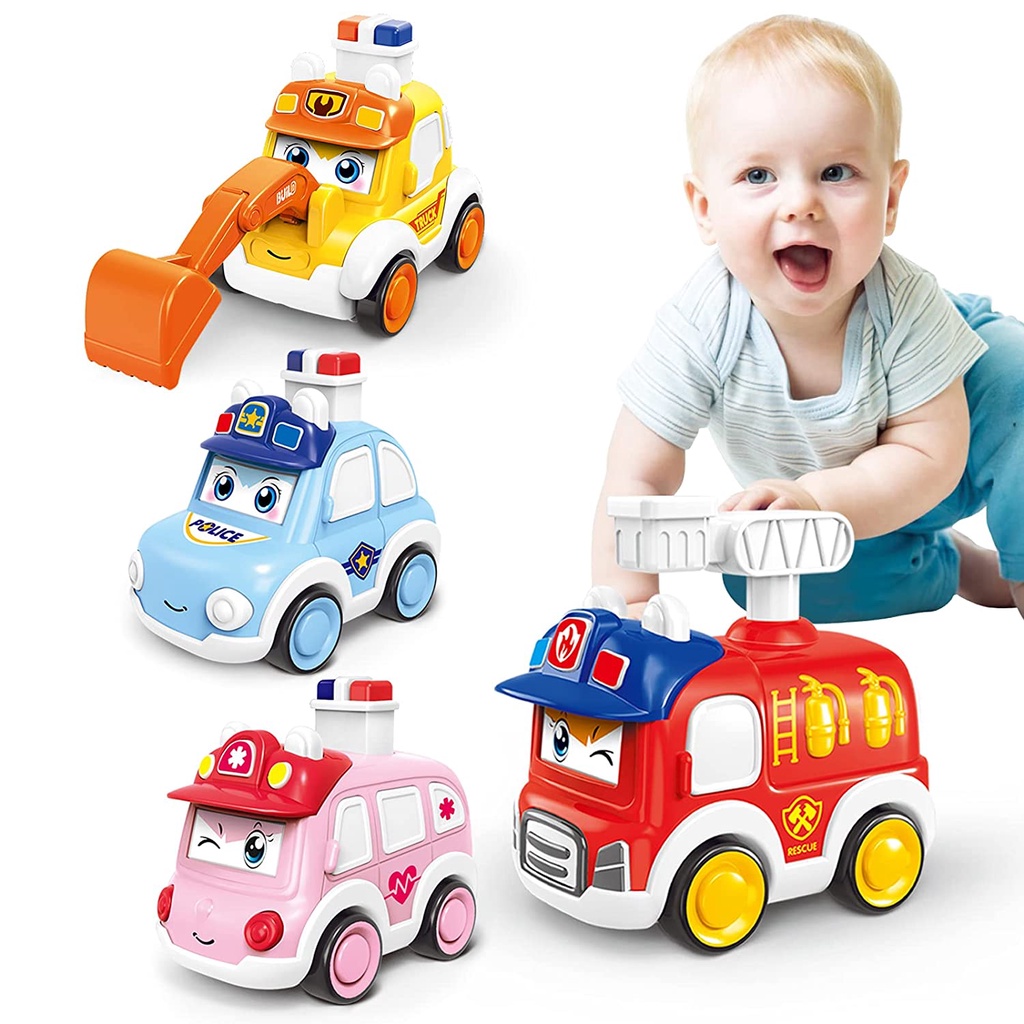 Soft Baby Toys Set 7 Sets Car Toys for 1 Year Old Boy Pull Back Car Vehicle Set Birthday Gifts Toys for Baby Toddlers Age 1 Year Old 