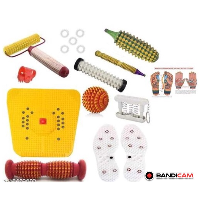 ekin Full Body Kit ACUPRESSURE Foot Roller Cut Wooden With Chart & Full