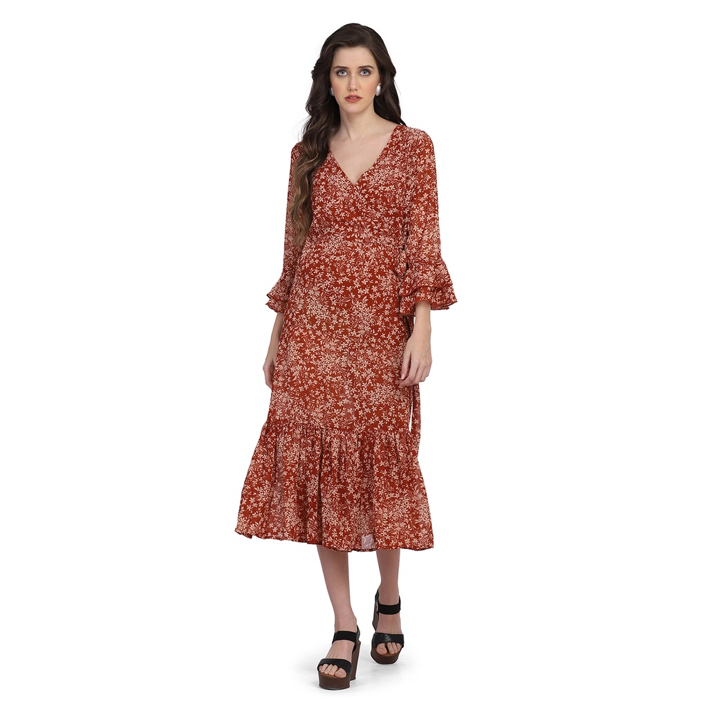 women's floral print wrap dress