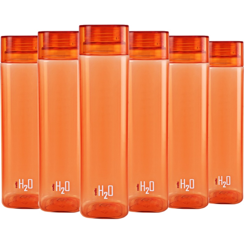 Cello H2o Squaremate Plastic Water Bottle 1 Liter Set Of 6 Orange 1000 Ml Bottle Pack Of 6 Orange Pet The Good P Shopee India