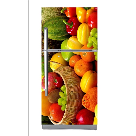 185 cm x 60 cm MEGADECOR Decorative Sticker Fridge Design Background All Fruits 