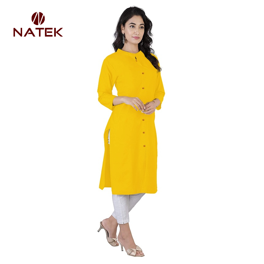Yellow Cotton Plain Kurti Casual Dress For Women Latest Kurta Ladies Daily  Wear Regular Kurtis Simple Dresses Girls Top | Shopee India
