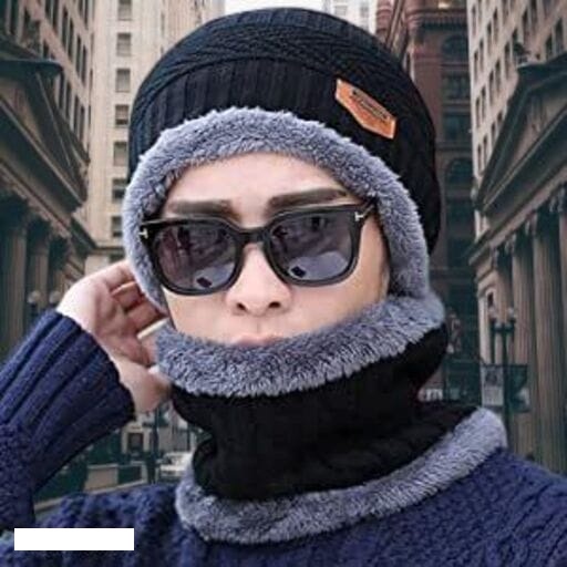 Durio Hat and Scarf Set for Men Winter Hats Fleece Lined Mens Scarf Set for Women and Winter Hat Scarf for Men Hat 