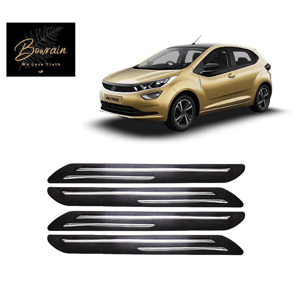 Double Chrome Rubber Car Bumper Protector Guard for Tata Altroz, 4pcs (Chrome) Shopee India