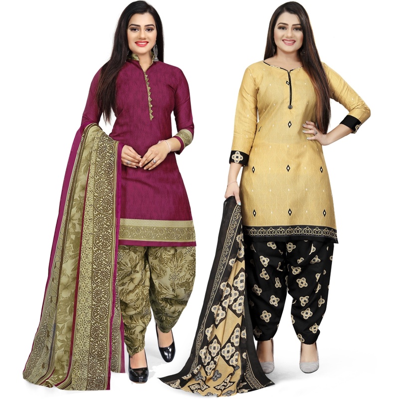 Combo Of 2 Rajnandini Brown And Maroon Crepe Printed Dress Material Combo Of 2 Rajnandini Brown And Maroon Crepe Printed Dress Material