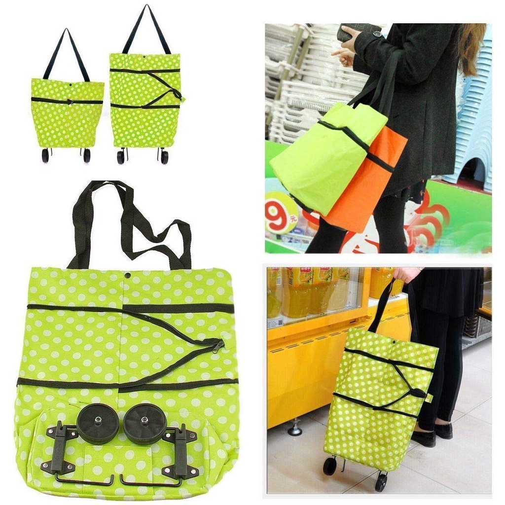 Surobayuusaku Large Thickened Canvas Lightweight Foldable Shopping Trolley Wheel Bag 