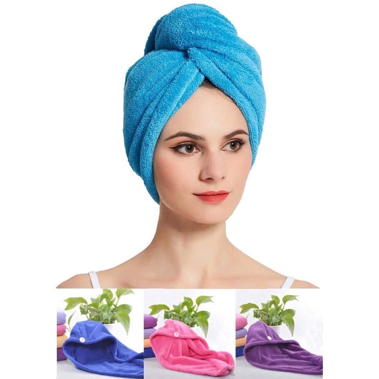 2 Pc Microfiber Hair Wrap Towel Drying Bath Spa Head Cap Turban Twist Dry Shower