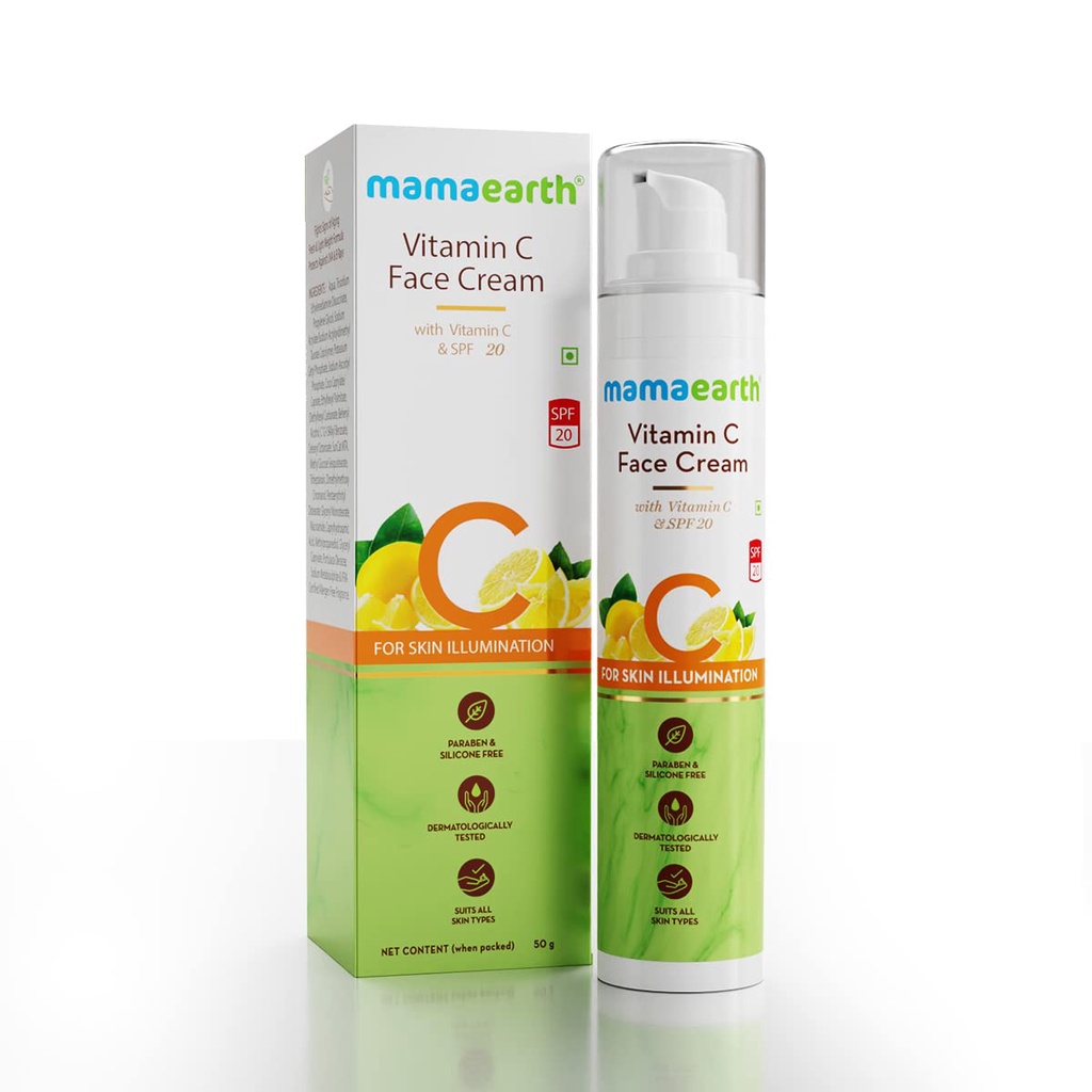 mama earth vit c day cream 50gm with Vitamin C and SPF 20 for Skin