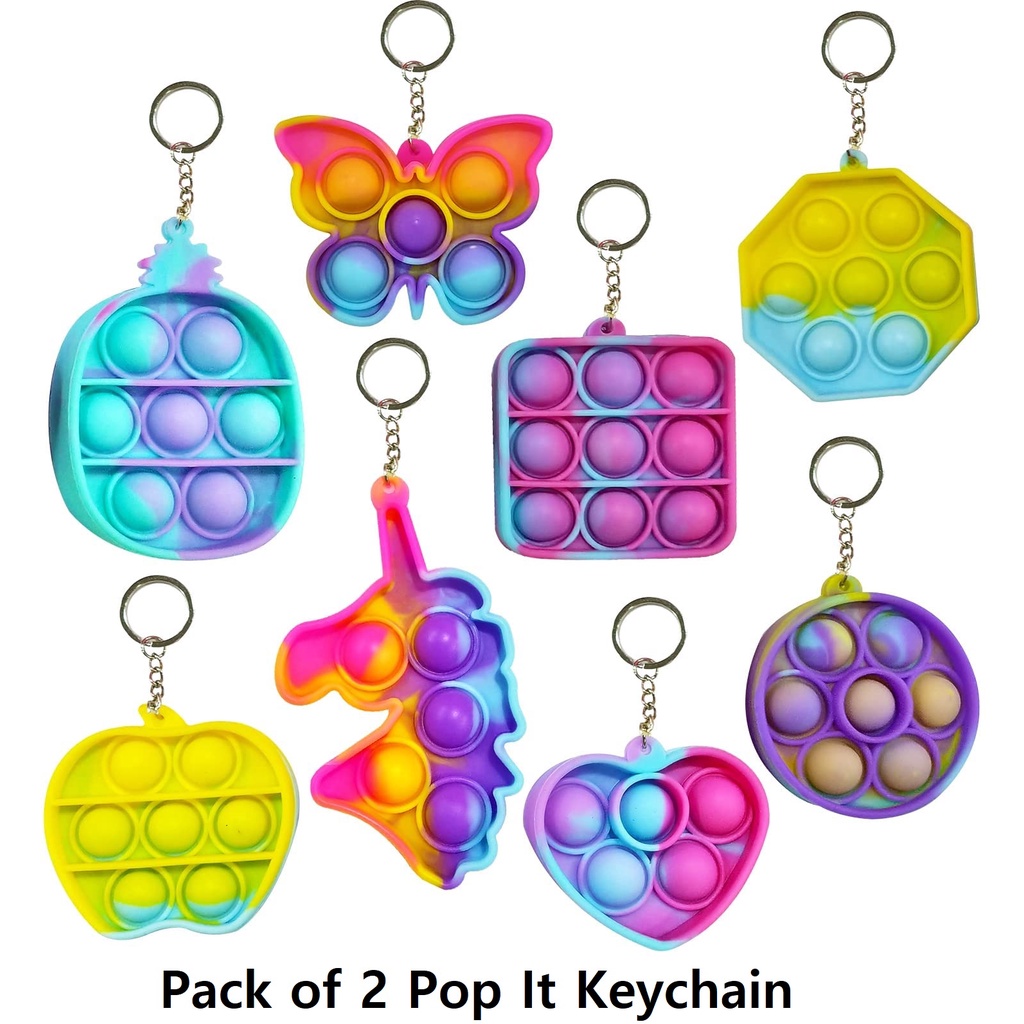 Tahera POP IT KEYCHAIN Fidget Keychains Pop it Keychains. Pack of 2 ...