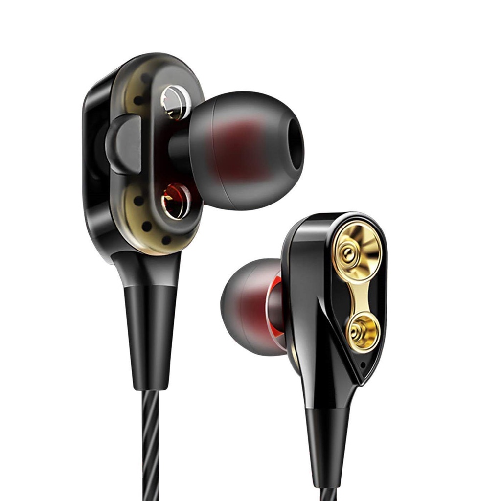 GadgetX Dual Driver Earphones,6D Sound High End Sport Earbuds Noise