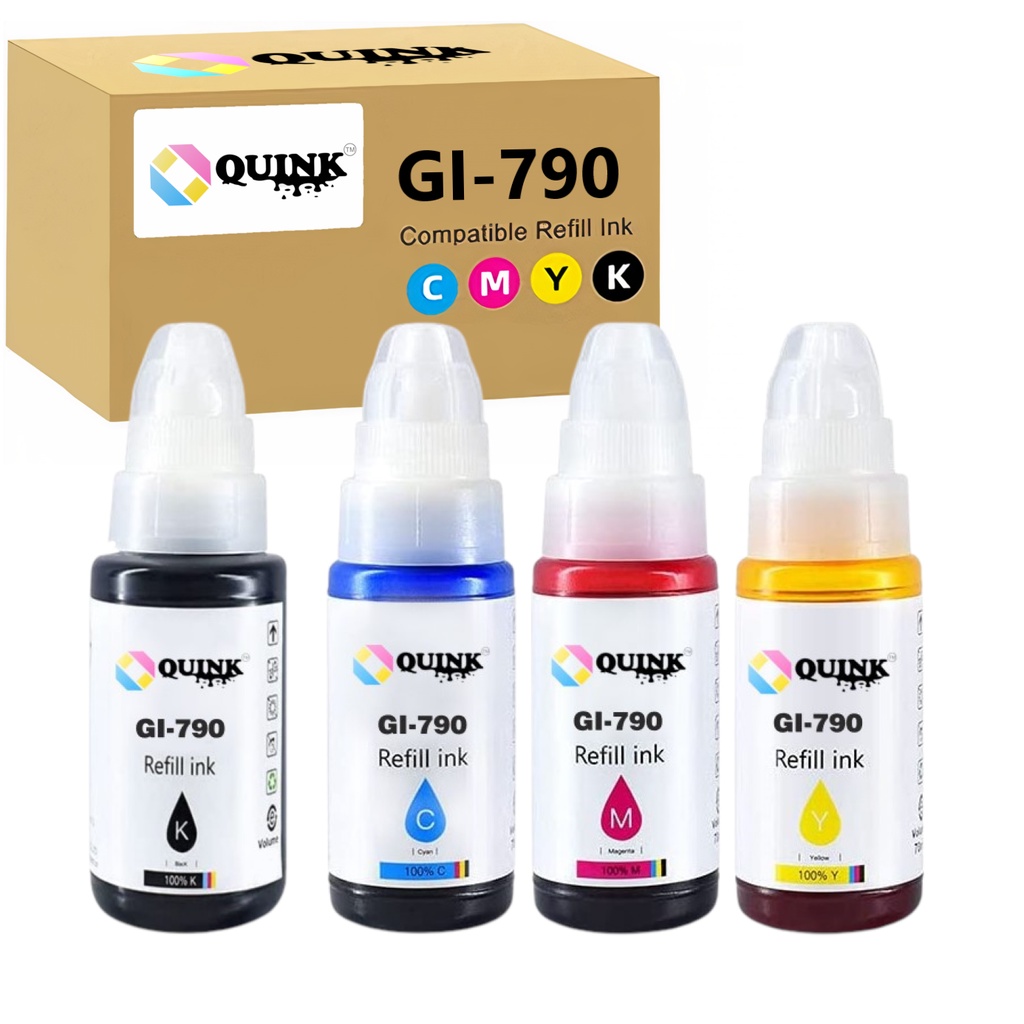 Canon Gi 790 Refill Ink For Pixma G1000 G1010 G00 G02 G10 G12 Printers In Ml Black 70 Magenta 70 Cyan 70 Yellow 70 Set Of 4 Shopee India