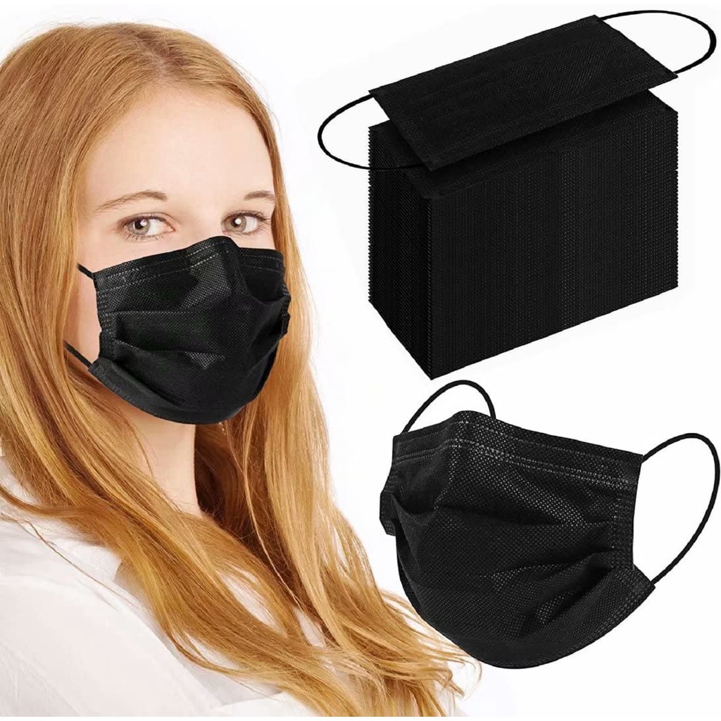 Avanti black surgical mask 3 layer with nose clip 3ply surgery mask