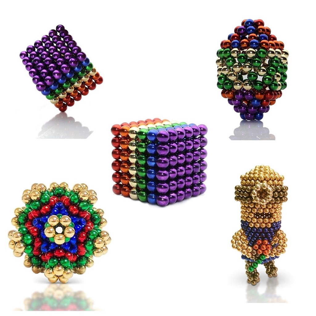N-A Magnetic Balls Cube Fidget Gadget Toys Rare Earth Magnet Office Desk Toy Games Multicolored Beads Stress Relief Toys for Adults 108 PCS Silver 