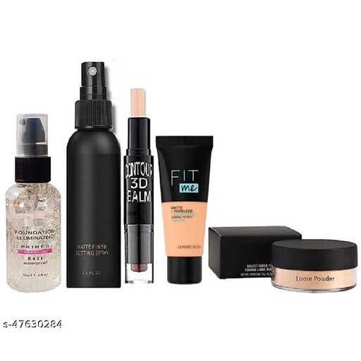 FACE MAKEUP COMBO OF PUMP PRIMER , FIXER , 3D CONTORE STIKS , FITME