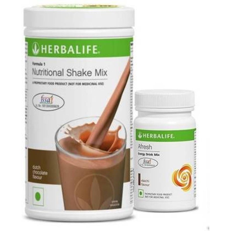 HERBALIFE F1 Chocolate Shake & AFRESH Energy Drink Mix Elaichi Energy