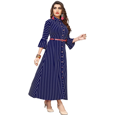 Aldwych Women Striped Gown Kurta Shopee India