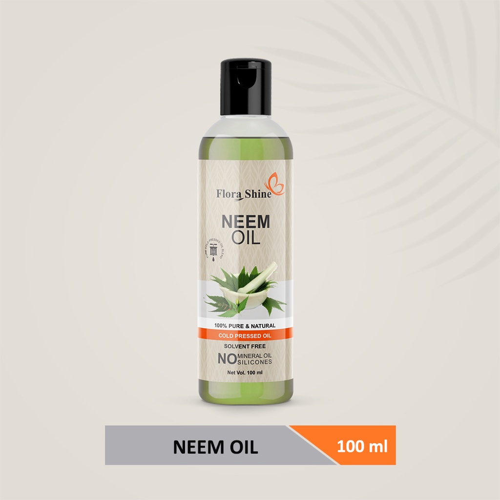 Flora Shine Pure Neem Oil Cold Pressed - For Hair, Skin 100mL Hair Oil ...