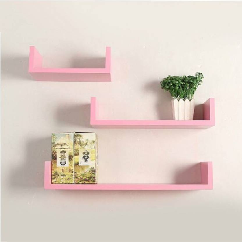 Extend Crafts Wooden U Shape Wall Shelf, Cute Wall Shelves For Bedroom