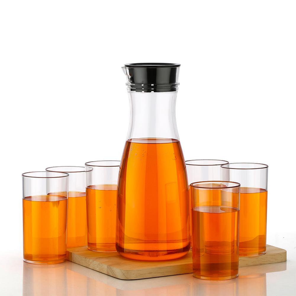 Transparent Unbreakable Water Juicy Jug and 6 Pcs. Glass Combo Set for Dining Table Office