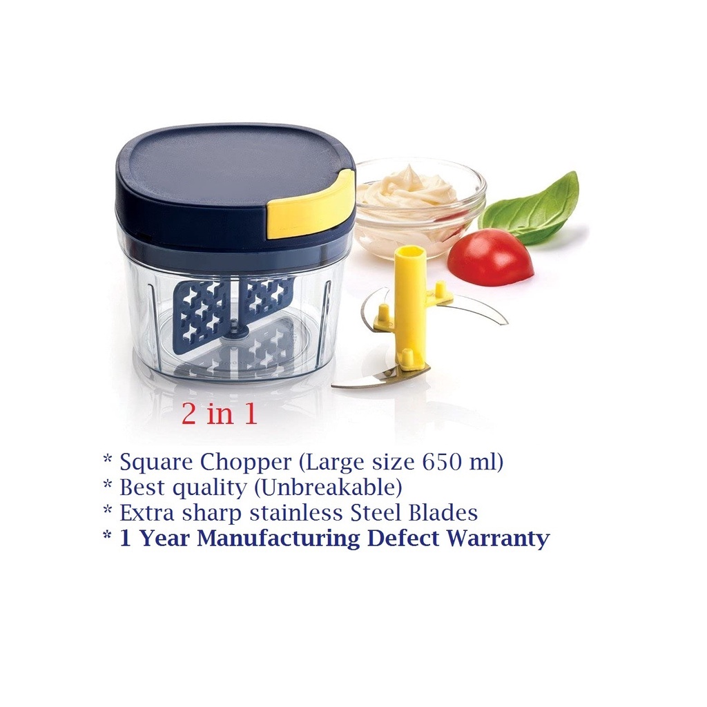 Plastic 2 in 1 Square 650ml Chopper Plastic Vegetable Chopper