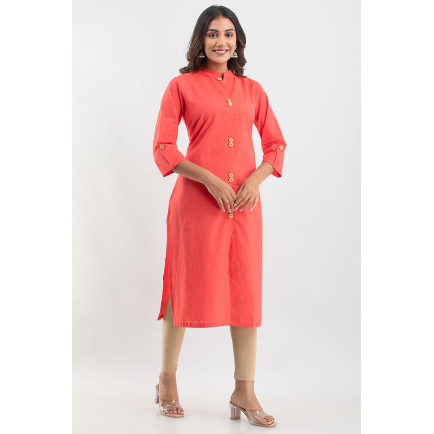 ANGEL ENTERPRISES Solid Beautiful Peach color Kurti. ( KURTIPCHS