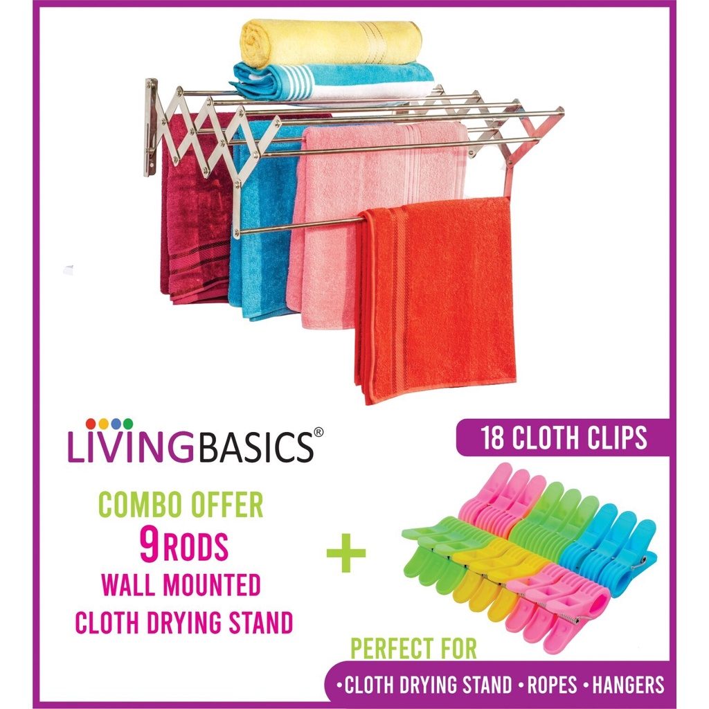 livingbasics-rust-free-stainless-steel-wall-mounted-cloth-drying-stand