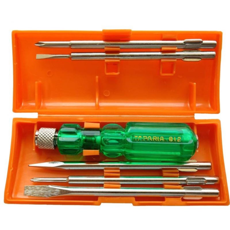 Taparia 812 Screw Driver Set with Neon Bulb, Silver & Green Shopee India