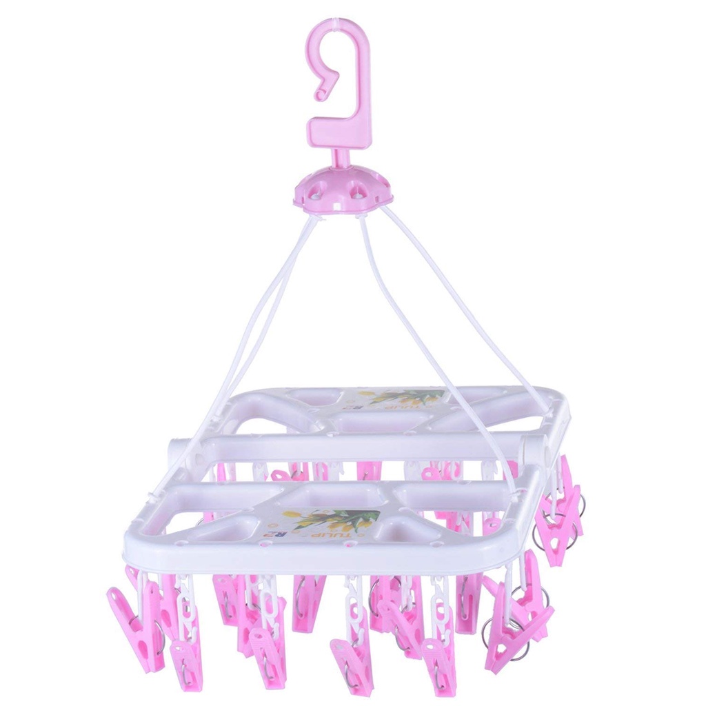 The Craft Hunt Plastic Square Cloth Drying Stand Hanger with 28 Clips