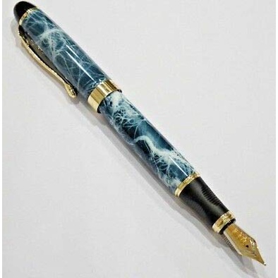 JinHao X450 Business Black Fountain Pen 18KGP M Nib with 5 Pcs Ink Cartridge Signature Gift Pens