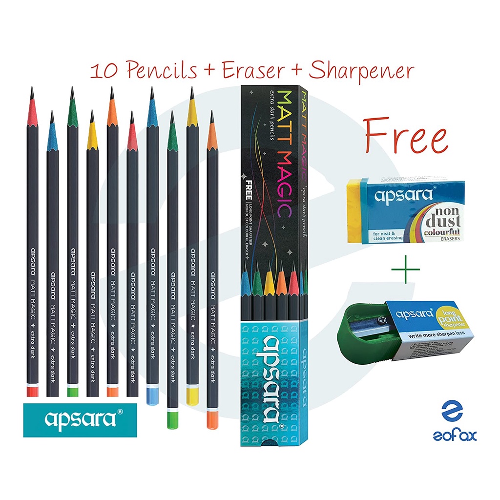 apsara matt magic 2.0 (pack of 2)writing pencils colourful wood