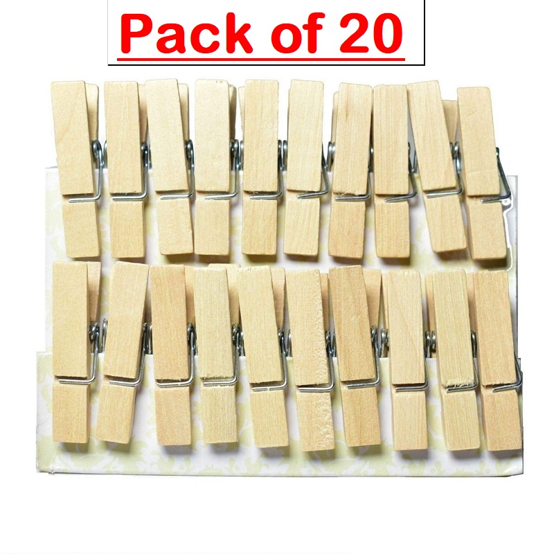 TIMELINE Clips/Bamboo Clips/Clothes Pegs /Wooden Cloth Clips/Wooden Clips/Pins for Photo Hanging (20) | Shopee India