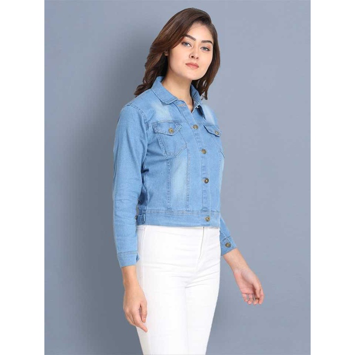 Full Sleeve Solid Women Denim Jacket Shopee India