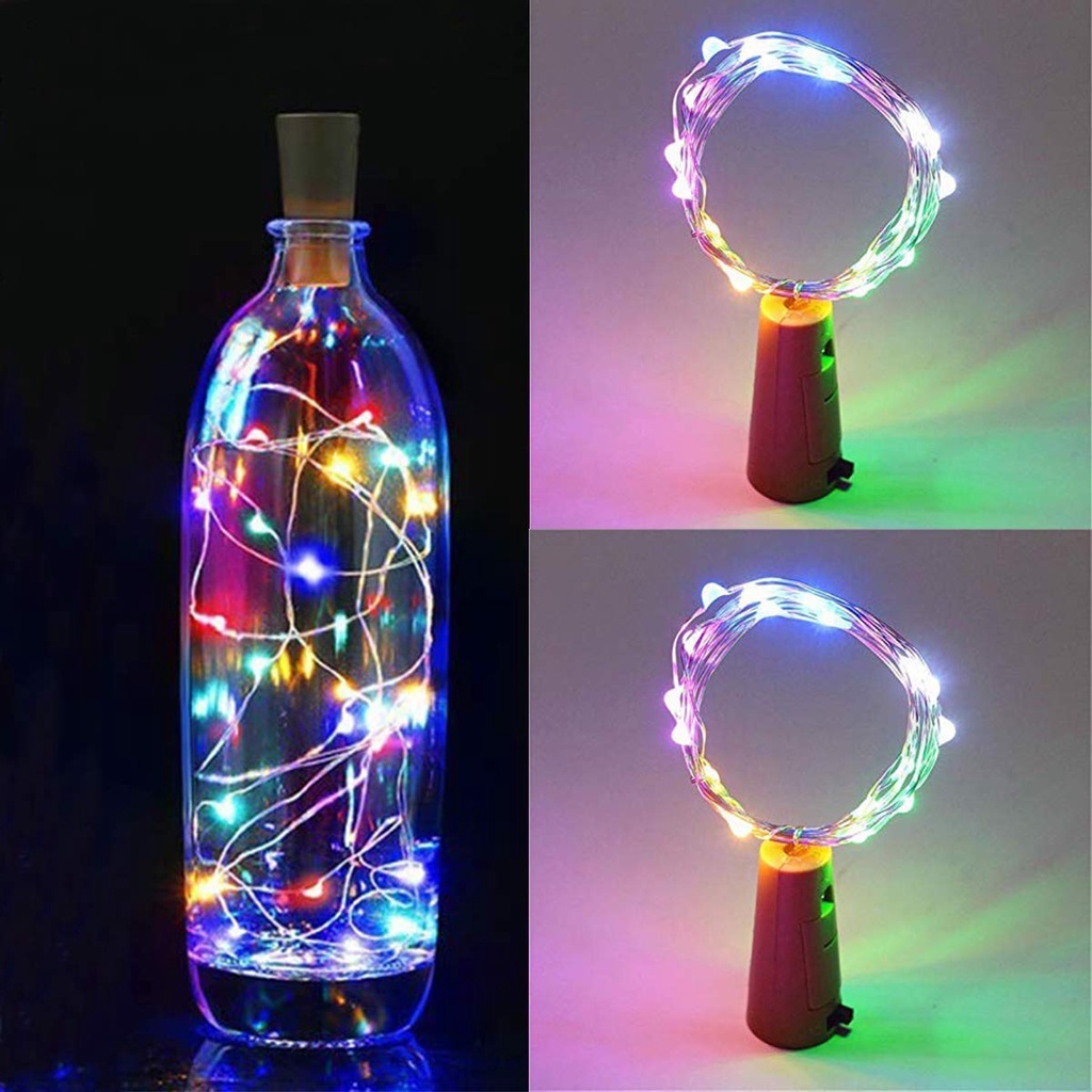 Loowoko 10 Pack 2M 20 LEDs Copper Wire Battery Operated Wine Lights Starry Fairy Lights Decorative Lights for DIY Home Decor Wine Bottle String Lights Christmas Wedding Party 
