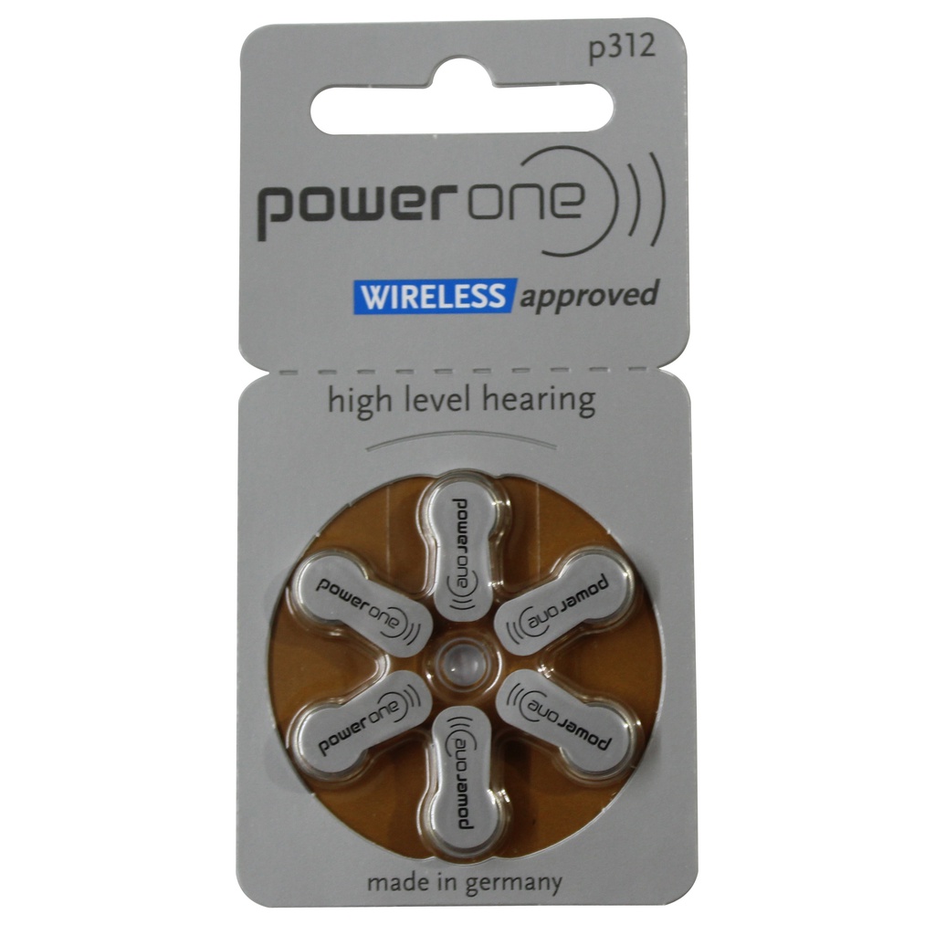 FCS PowerOne Zinc Air Mercuryfree Hearing Aid Battery (Size P312, 1