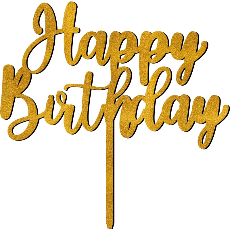 Creatick Studio Gold Glitter Happy Birthday Cake Topper to Celebrate a ...