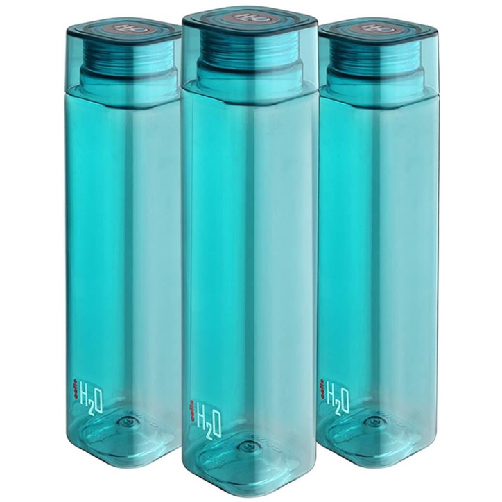 Cello H2o Squaremate Premium Plastic Water Bottle 1 Liter Set Of 3 Aqua Blue 1000 Ml Bottle Pack Of 3 Blue Pet Shopee India