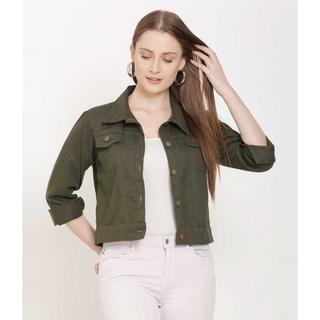 khaki green denim jacket womens