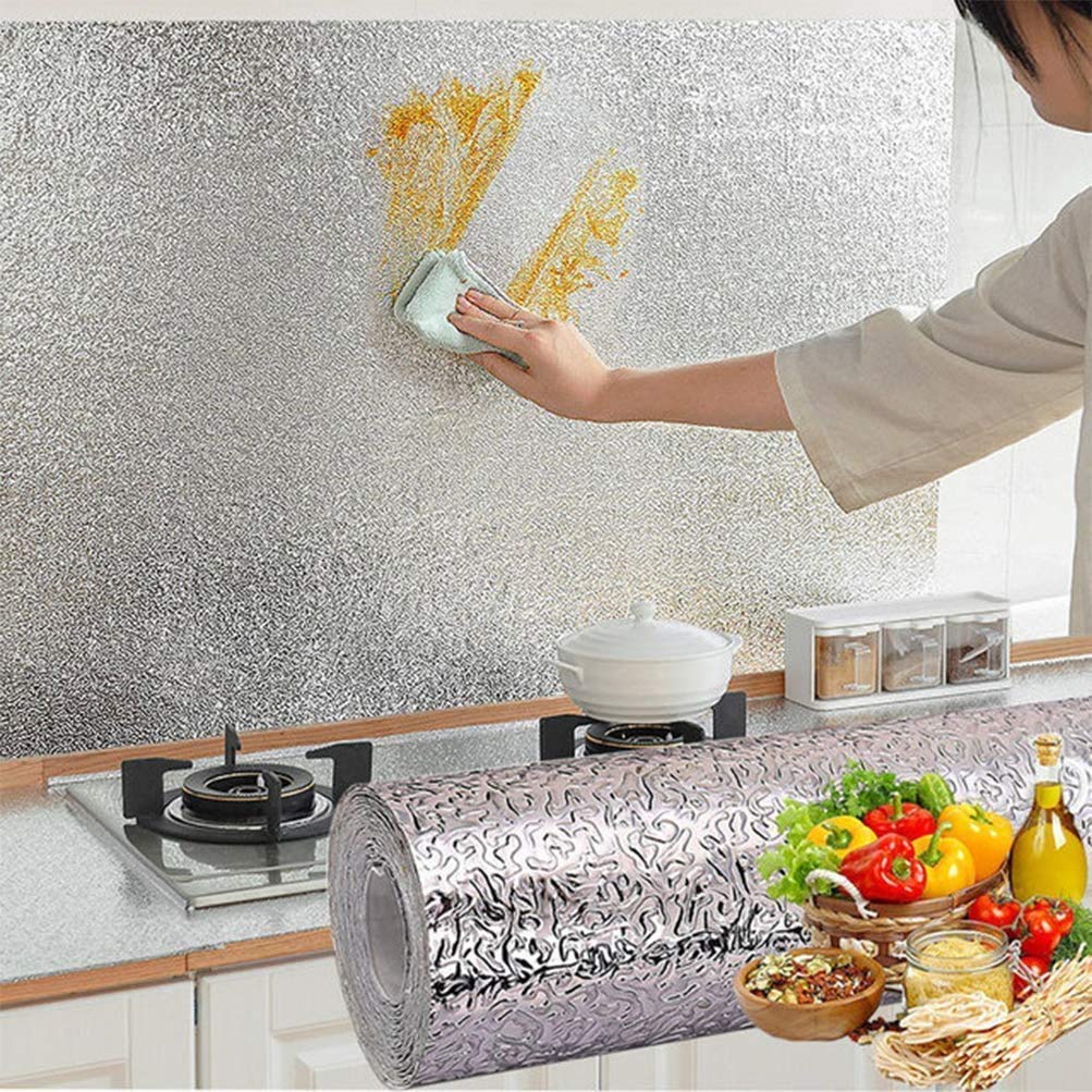 Kitchen Oil-Proof Sticker Waterproof Self Adhesive Aluminum Foil Wall Stickers