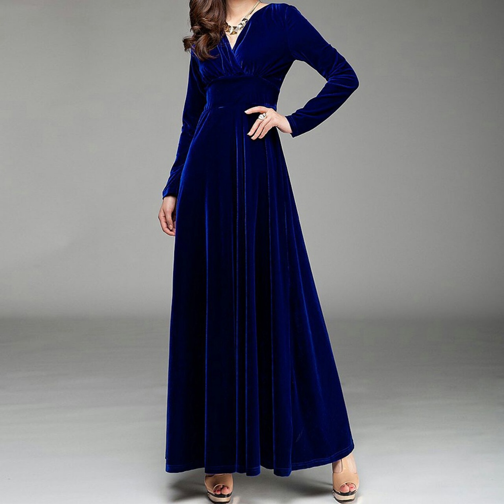 blue long frock dress