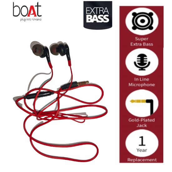 BOAT Plug into Nirvana HighDefinition Sound Quality Stereo Earphone EXTRA BASS with Mic 3.5