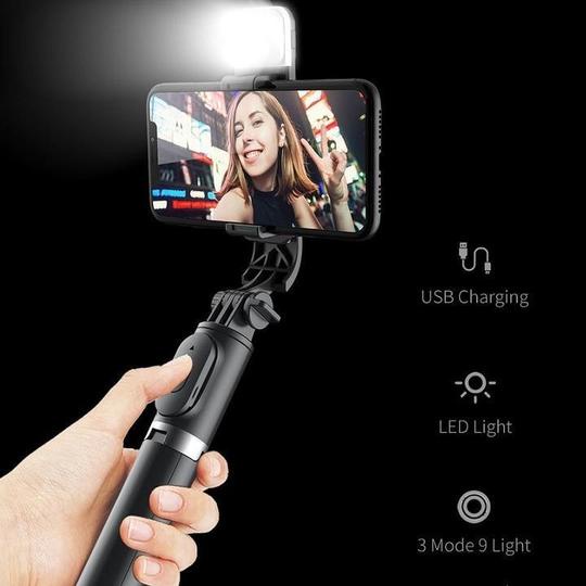 R1S Bluetooth Selfie Stick with remote and selfie light (Pls choose ...