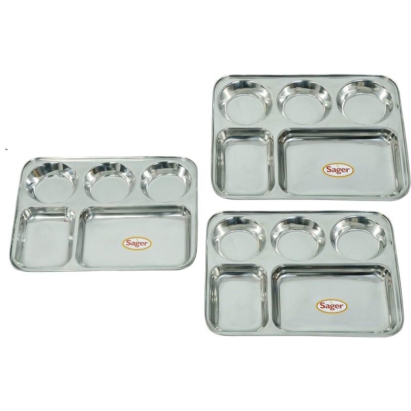 Ashoka Stainless Steel Lunch/Dinner Plate/Bhojan Thali 5 in 1